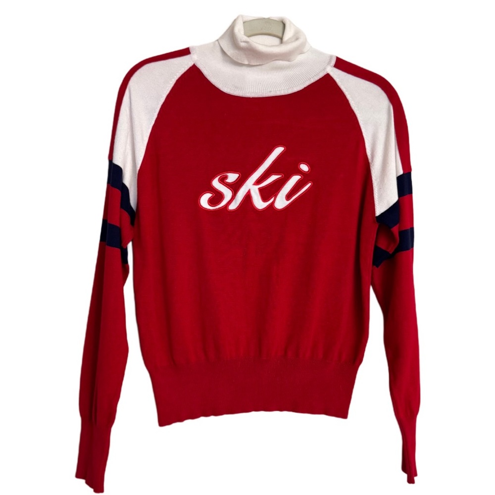 Alexia Admor Red, White & Navy 'Ski' Cowl Turtleneck Sweater